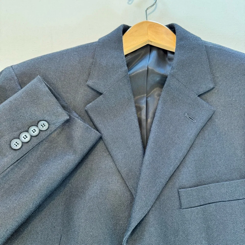 Chereskin Mens 40R Sports Coat Black 2-Button 100% Silk Blazer Jacket